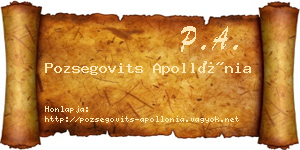 Pozsegovits Apollónia névjegykártya